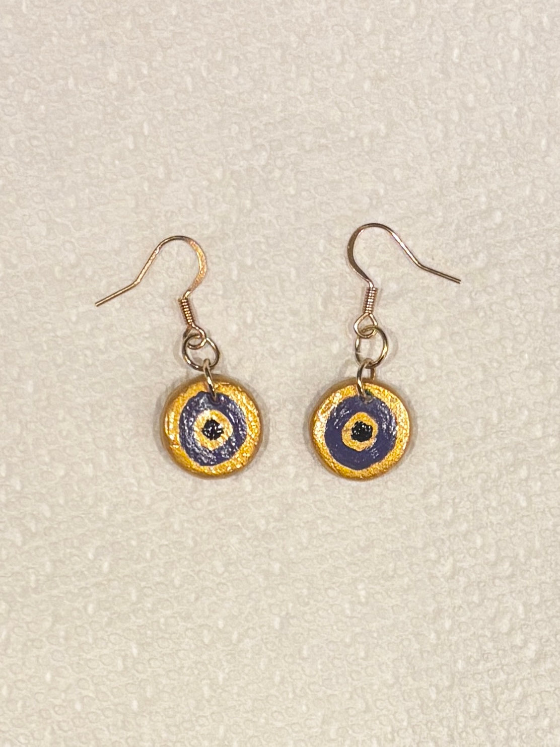 Gold & Purple Evil Eye Earrings
